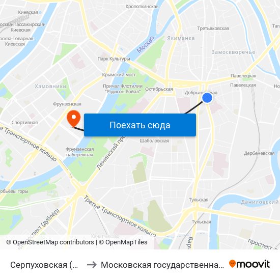 Серпуховская (Serpukhovskaya) to Московская государственная академия хореографии map