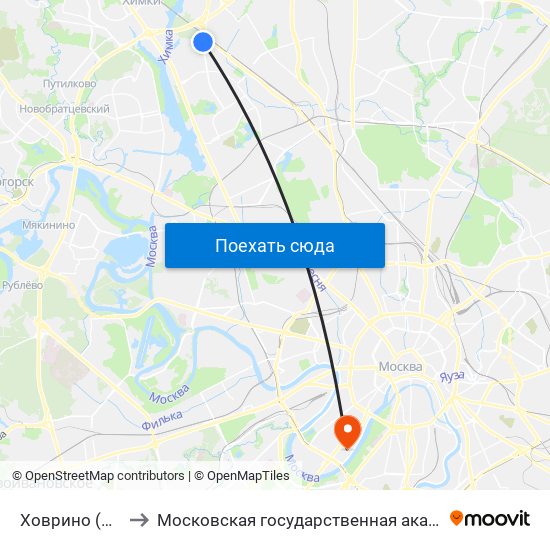 Ховрино (Khovrino) to Московская государственная академия хореографии map