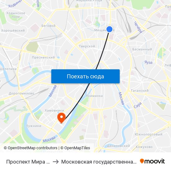 Проспект Мира (Prospekt Mira) to Московская государственная академия хореографии map