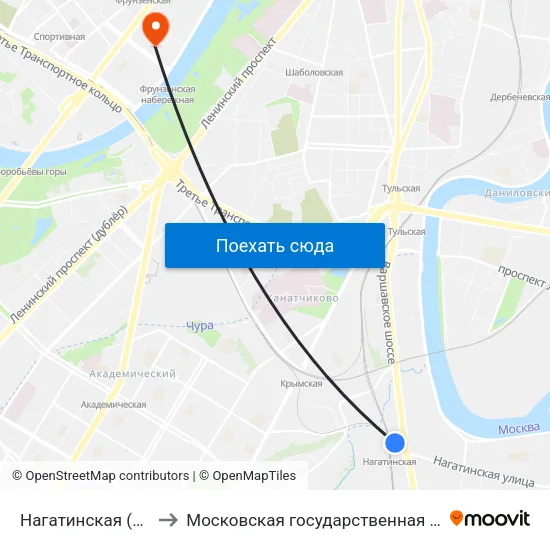 Нагатинская (Nagatinskaya) to Московская государственная академия хореографии map