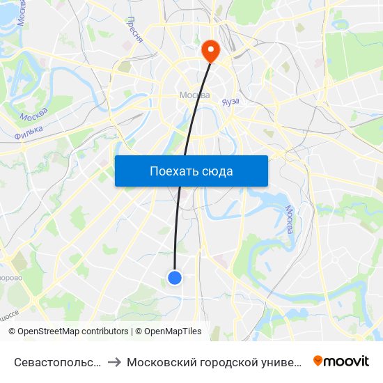 Севастопольская (Sevastopolskaya) to Московский городской университет управления Правительства Москвы map