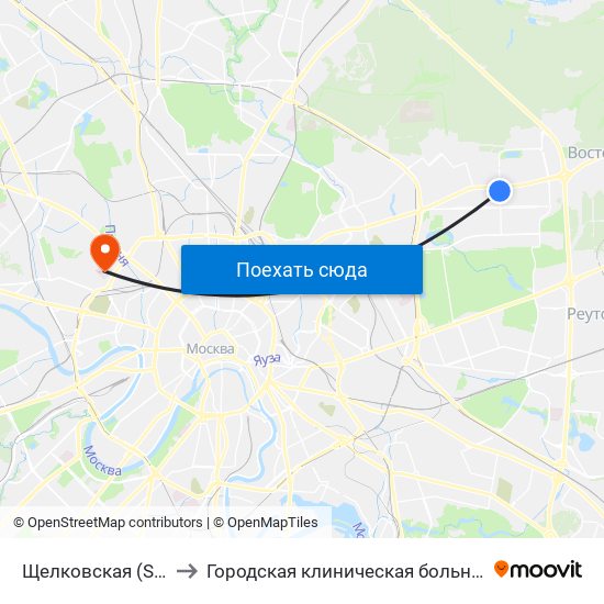 Щелковская (Schelkovskaya) to Городская клиническая больница имени С. П. Боткина map