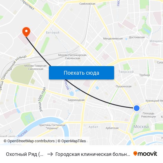 Охотный Ряд (Okhotny Ryad) to Городская клиническая больница имени С. П. Боткина map