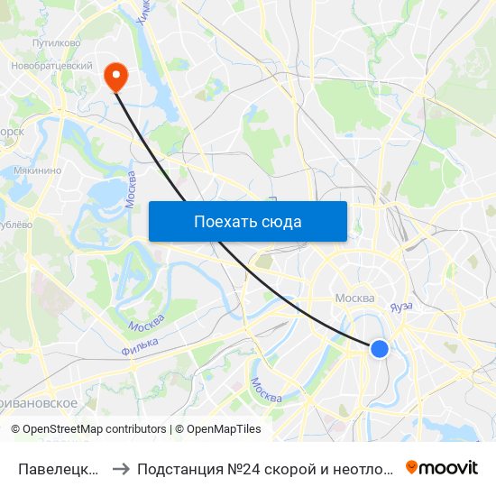 Павелецкая (Paveletskaya) to Подстанция №24 скорой и неотложной медицинской помощи им. А.С. Пучкова map