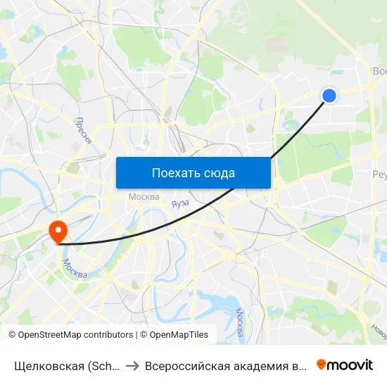 Щелковская (Schelkovskaya) to Всероссийская академия внешней торговли map