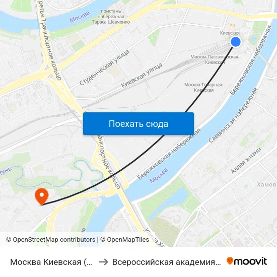 Москва Киевская (Kievsky Station) to Всероссийская академия внешней торговли map