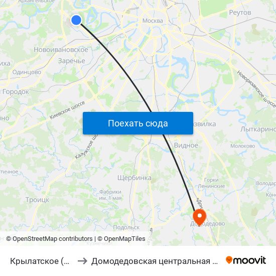 Крылатское (Krylatskoe) to Домодедовская центральная районная больница map