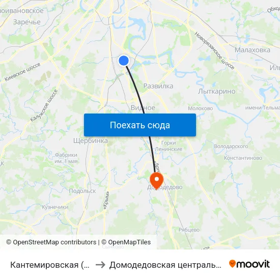 Кантемировская (Kantemirovskaya) to Домодедовская центральная районная больница map