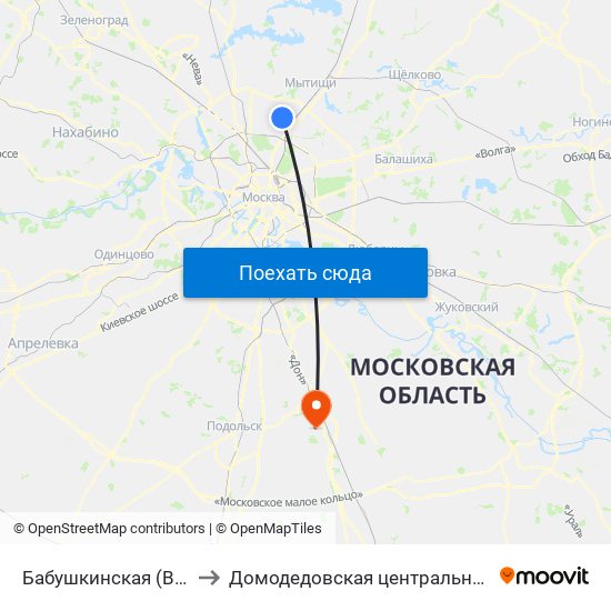 Бабушкинская (Babushkinskaya) to Домодедовская центральная районная больница map