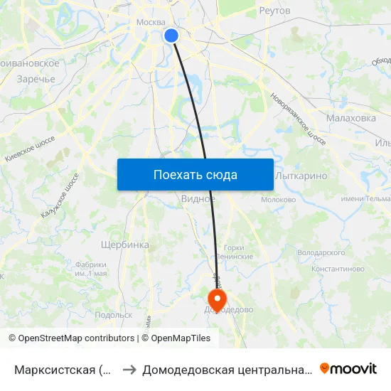 Марксистская (Marksistskaya) to Домодедовская центральная районная больница map