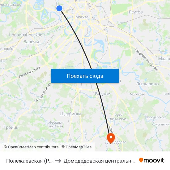 Полежаевская (Polezhaevskaya) to Домодедовская центральная районная больница map
