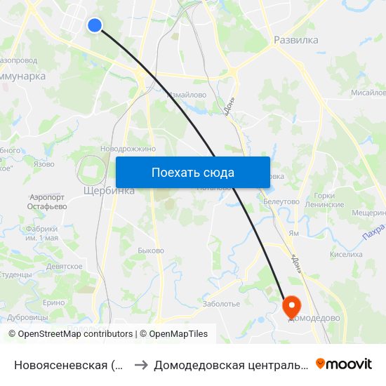Новоясеневская (Novoyasenevskaya) to Домодедовская центральная районная больница map