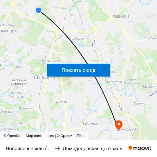 Новоясеневская (Novoyasenevskaya) to Домодедовская центральная районная больница map