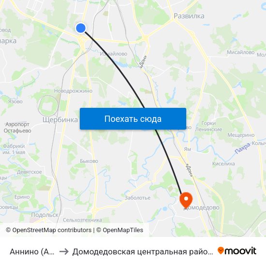 Аннино (Annino) to Домодедовская центральная районная больница map