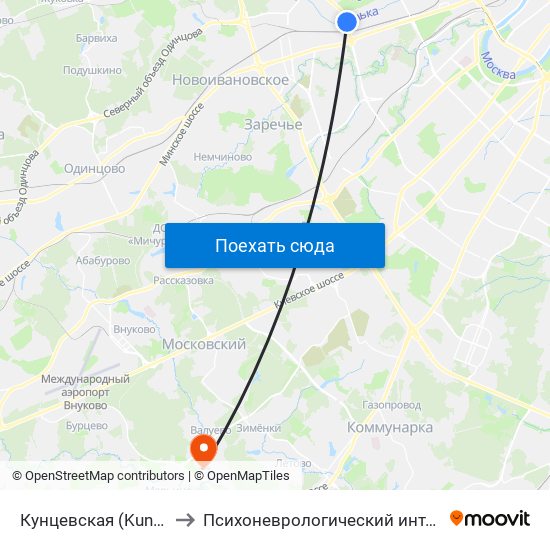 Кунцевская (Kuntsevskaya) to Психоневрологический интернат №5 ДСЗН map