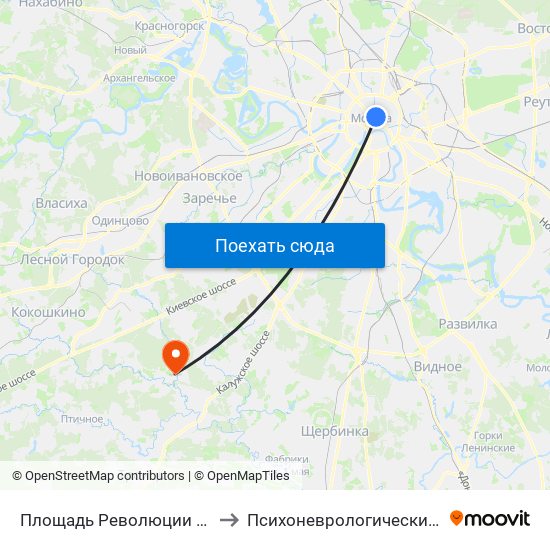 Площадь Революции (Ploschad Revolyutsii) to Психоневрологический интернат №5 ДСЗН map