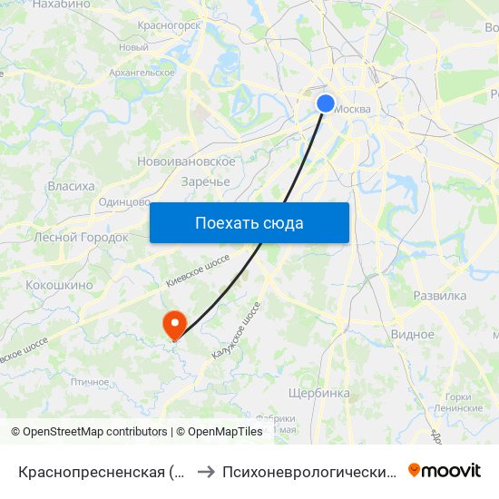 Краснопресненская (Krasnopresnenskaya) to Психоневрологический интернат №5 ДСЗН map