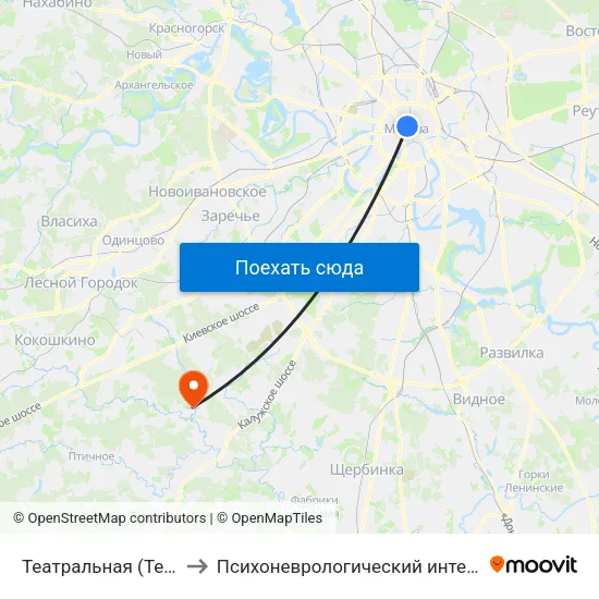Театральная (Teatralnaya) to Психоневрологический интернат №5 ДСЗН map