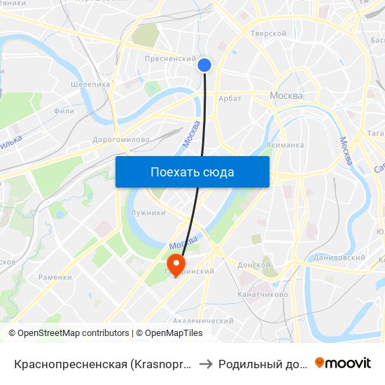 Краснопресненская (Krasnopresnenskaya) to Родильный дом №25 map