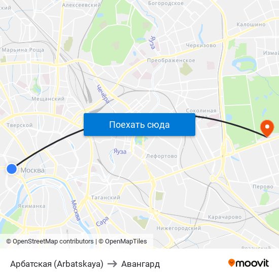 Арбатская (Arbatskaya) to Авангард map