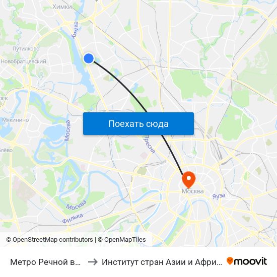 Метро Речной вокзал to Институт стран Азии и Африки МГУ map