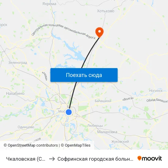 Чкаловская (Chkalovskaya) to Софринская городская больница им. Семашко Н.А. map