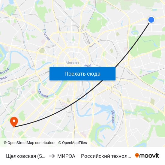 Щелковская (Schelkovskaya) to МИРЭА – Российский технологический университет map