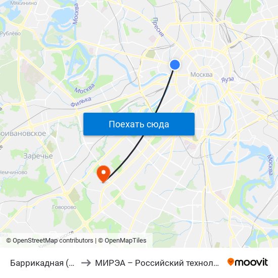 Баррикадная (Barrikadnaya) to МИРЭА – Российский технологический университет map