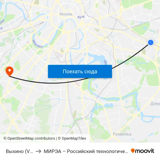 Выхино (Vykhino) to МИРЭА – Российский технологический университет map