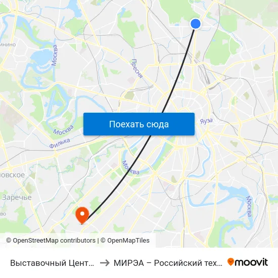 Выставочный Центр (Vystavochny Tsentr) to МИРЭА – Российский технологический университет map