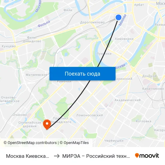 Москва Киевская (Kievsky Station) to МИРЭА – Российский технологический университет map