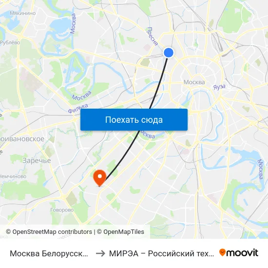 Москва Белорусская (Belorussky Station) to МИРЭА – Российский технологический университет map