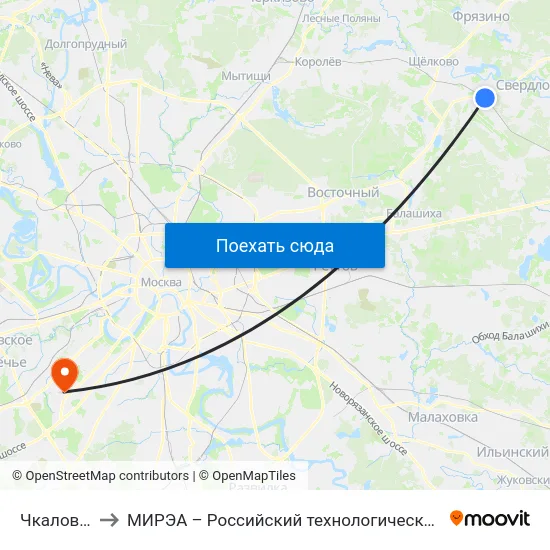 Чкаловская to МИРЭА – Российский технологический университет map