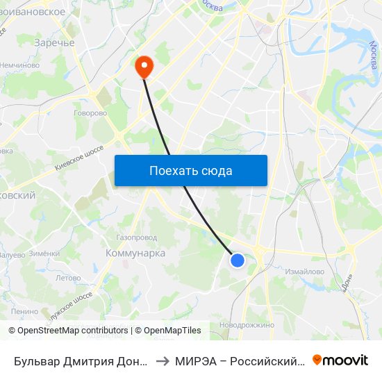 Бульвар Дмитрия Донского (Bulvar Dmitriya Donskogo) to МИРЭА – Российский технологический университет map