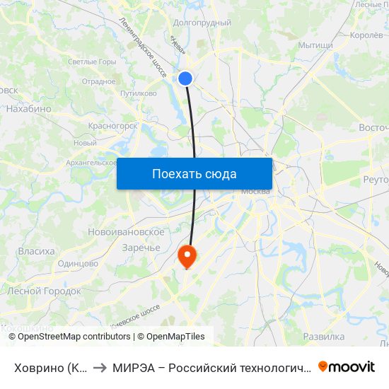 Ховрино (Khovrino) to МИРЭА – Российский технологический университет map