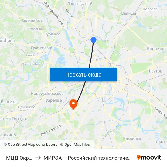 МЦД Окружная to МИРЭА – Российский технологический университет map