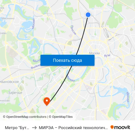 Метро "Бутырская" to МИРЭА – Российский технологический университет map