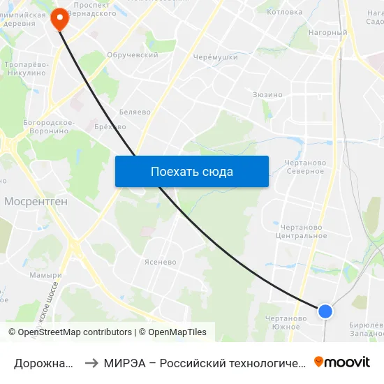 Дорожная улица to МИРЭА – Российский технологический университет map