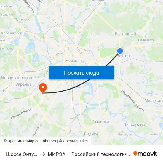 Шоссе Энтузиастов to МИРЭА – Российский технологический университет map