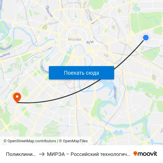 Поликлиника № 69 to МИРЭА – Российский технологический университет map