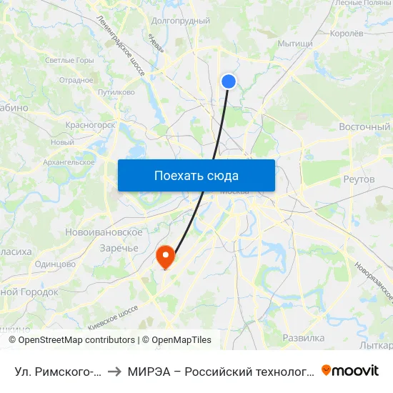 Ул. Римского-Корсакова to МИРЭА – Российский технологический университет map