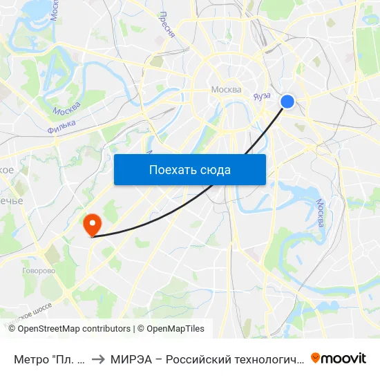 Метро "Пл. Ильича" to МИРЭА – Российский технологический университет map