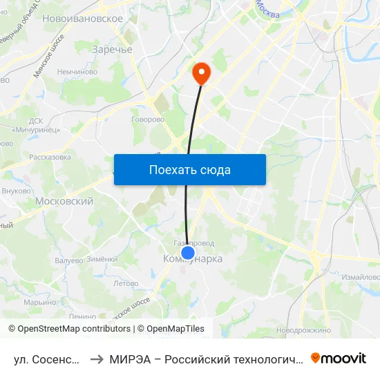 ул. Сосенский стан to МИРЭА – Российский технологический университет map