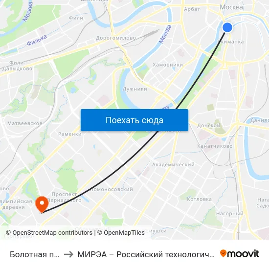Болотная площадь to МИРЭА – Российский технологический университет map