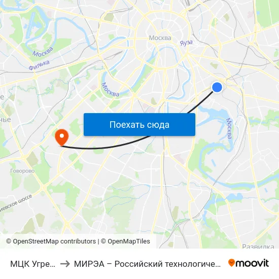МЦК Угрешская to МИРЭА – Российский технологический университет map