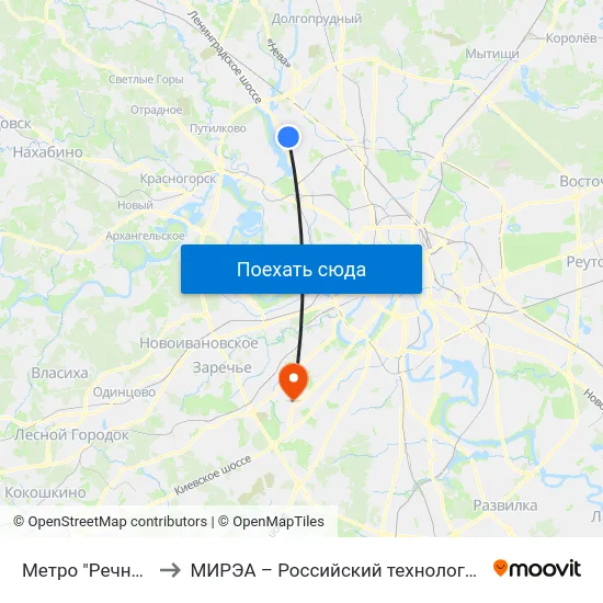 Метро "Речной вокзал" to МИРЭА – Российский технологический университет map