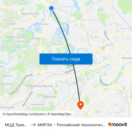 МЦД Трикотажная to МИРЭА – Российский технологический университет map