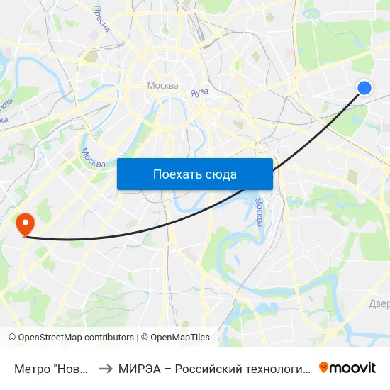 Метро "Новогиреево" to МИРЭА – Российский технологический университет map