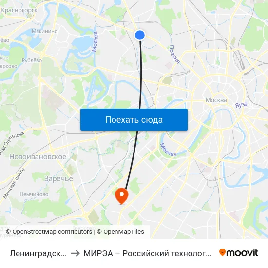 Ленинградский просп. to МИРЭА – Российский технологический университет map