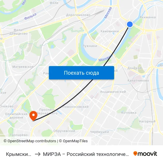 Крымский мост to МИРЭА – Российский технологический университет map